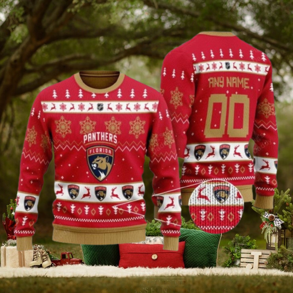Florida Panthers Personalized Red Ugly Christmas Sweater Florida Panthers Personalized Red Ugly Christmas Sweater