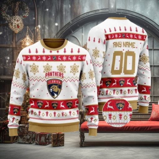 Florida Panthers Personalized White Ugly Christmas Sweater
