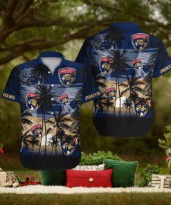 Florida Panthers Short Sleeve Button Up Tropical Shirt Hawaiian Shirt