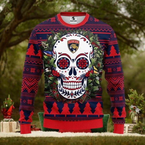 Florida Panthers Skull Flower Ugly Xmas Ugly Christmas Sweater Best Christmas Gift Ideas