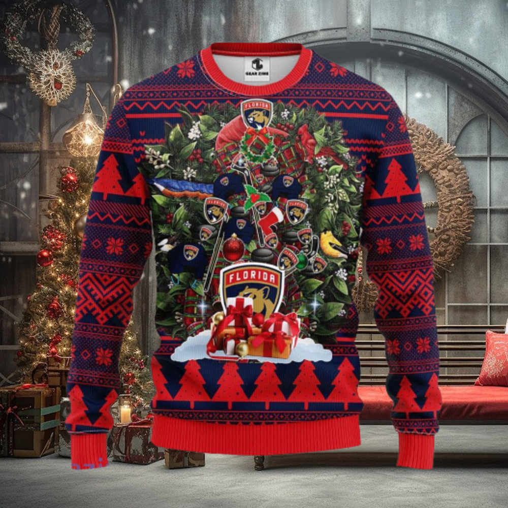Florida Panthers Tree Ugly Christmas Fleece Sweater Florida Panthers Tree Ugly Christmas Fleece Sweater