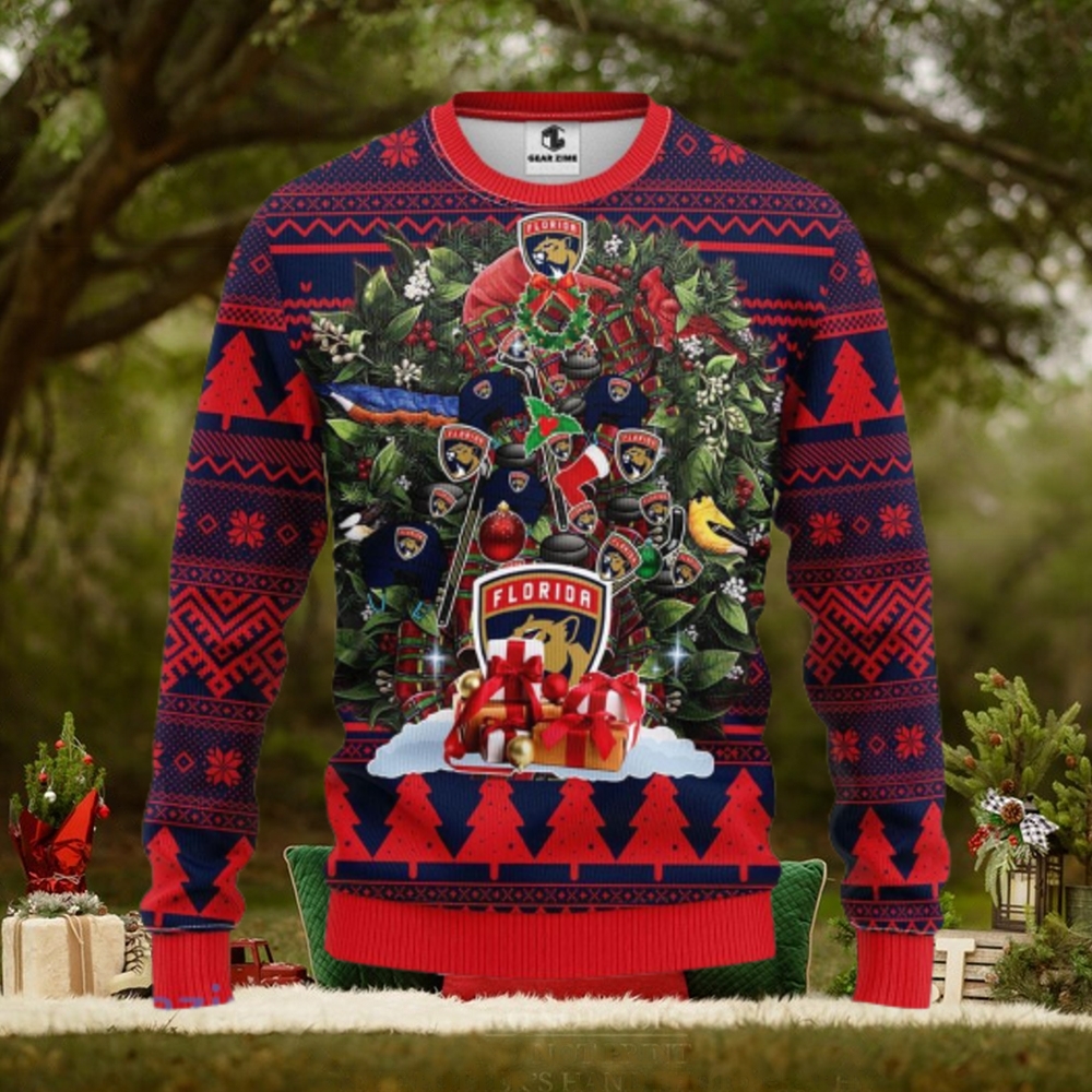 Florida Panthers Tree Ugly Christmas Fleece Sweater Florida Panthers Tree Ugly Christmas Fleece Sweater
