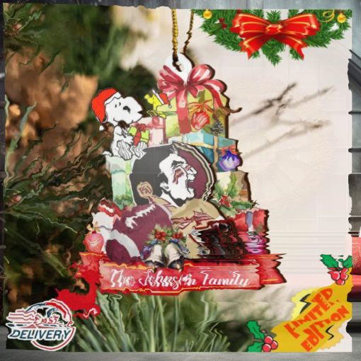 Florida State Seminoles And Snoopy Christmas NCAA Ornament Custom Your Family Name