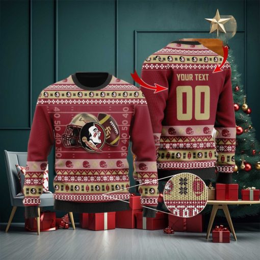 Florida State Seminoles Custom Name & Number Ugly Christmas Sweater