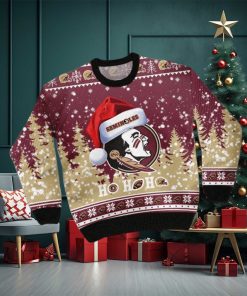 Florida State Seminoles NCAA Santa Claus Hat Ho Ho Ho 3D Custom Name Ugly Christmas Sweater