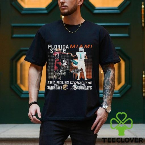 Florida State Seminoles On Saturdays Miami Dolphins On Sundays Signatures T Shirt