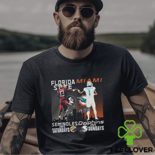 Florida State Seminoles On Saturdays Miami Dolphins On Sundays Signatures T Shirt