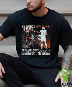 Florida State Seminoles On Saturdays Miami Dolphins On Sundays Signatures T Shirt