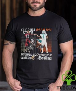 Florida State Seminoles On Saturdays Miami Dolphins On Sundays Signatures T Shirt