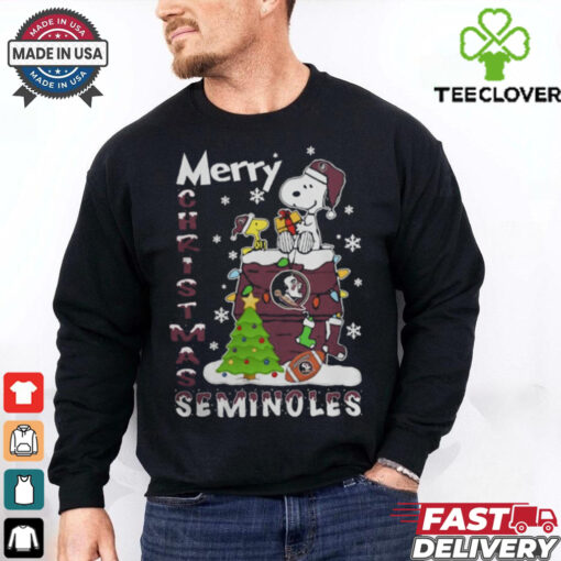 Florida State Seminoles Snoopy And Woodstock Merry Christmas Shirt