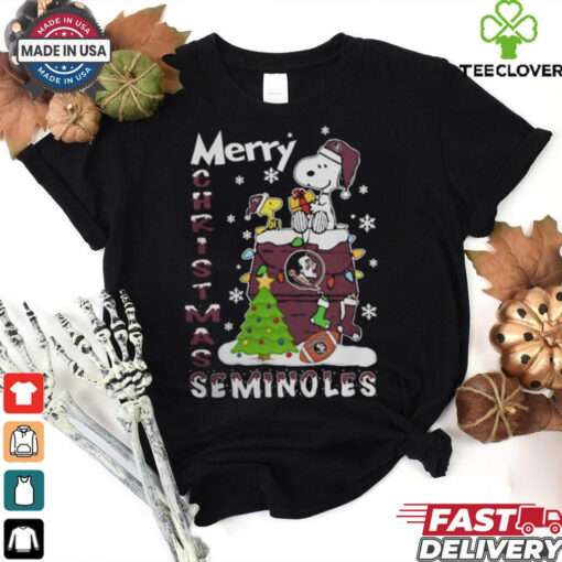 Florida State Seminoles Snoopy And Woodstock Merry Christmas Shirt