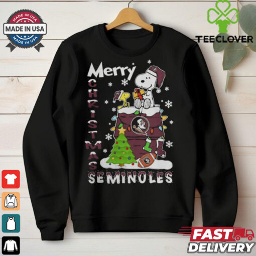 Florida State Seminoles Snoopy And Woodstock Merry Christmas Shirt