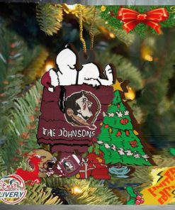 Florida State Seminoles Snoopy Christmas NCAA Ornament Custom Name