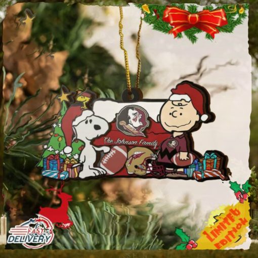 Florida State Seminoles Snoopy Christmas NCAA Ornament Custom Your Family Name