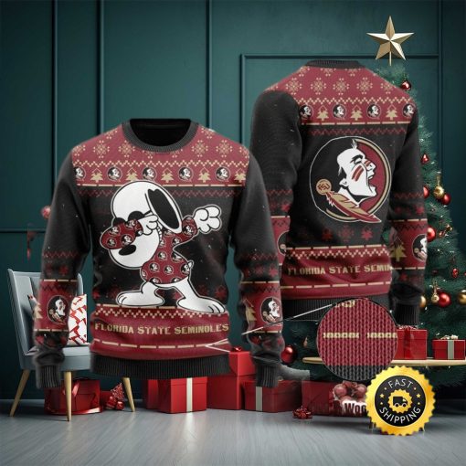 Florida State Seminoles Snoopy Dabbing Holiday Party Ugly Christmas Sweater