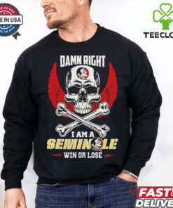 Florida State Seminoles skull and bones waterproof damn right I am a Seminoles fan win or lose shirt