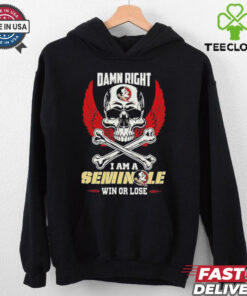 Florida State Seminoles skull and bones waterproof damn right I am a Seminoles fan win or lose shirt