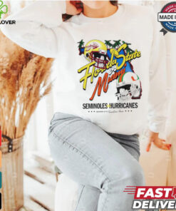 Florida State vs Miami Seminoles on Hurricanes NCAA helmet shirt