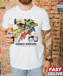 Florida State vs Miami Seminoles on Hurricanes NCAA helmet shirt