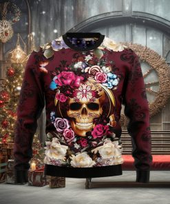 Flower Skull Ugly Christmas Sweater Gift Men Women