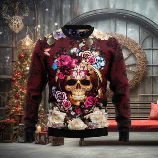 Flower Skull Ugly Christmas Sweater Gift Men Women
