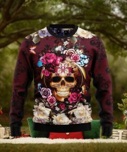 Flower Skull Ugly Christmas Sweater Gift Men Women