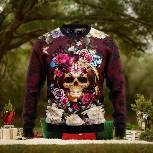 Flower Skull Ugly Christmas Sweater Gift Men Women