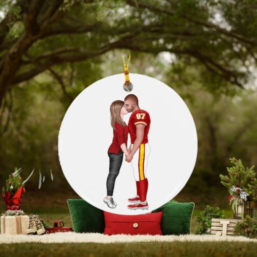 Football Couple Ceramic Circle Ornament