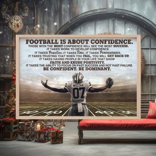 Football Is About Confidence Personalized Football Player Canvas Print, Gift For Football Lovers