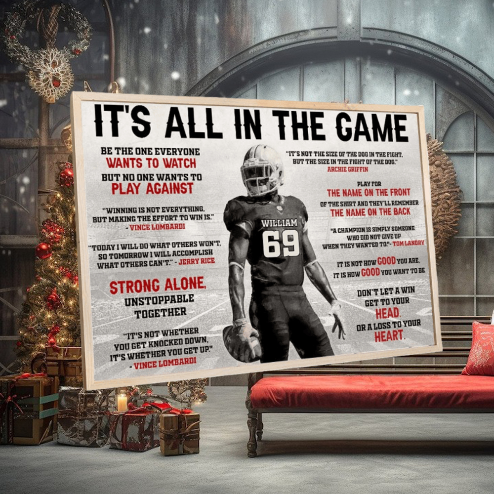 Football It's All In The Game, Personalized Wall Art Print For Football Player Poster Football It's All In The Game, Personalized Wall Art Print For Football Player Poster