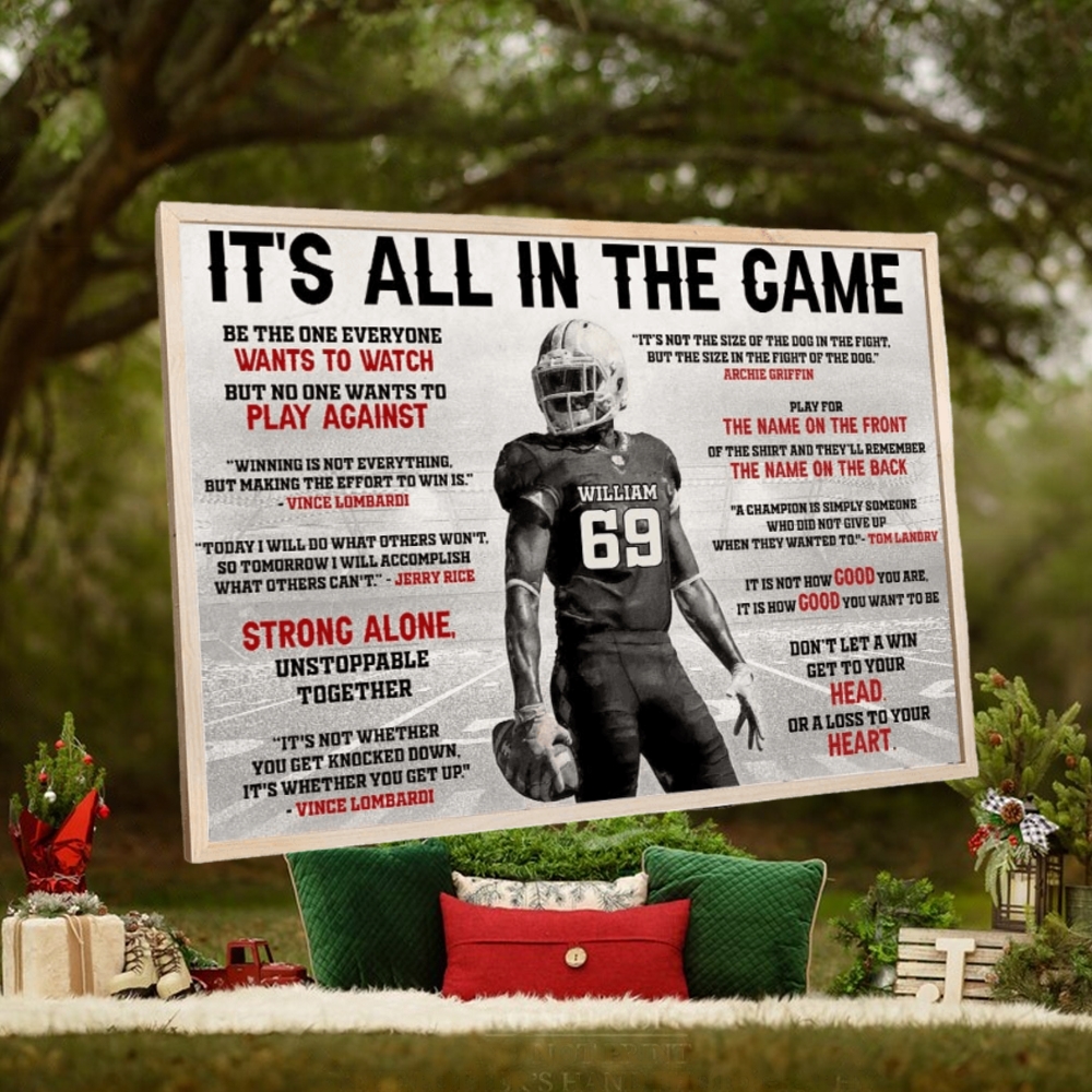 Football It's All In The Game, Personalized Wall Art Print For Football Player Poster Football It's All In The Game, Personalized Wall Art Print For Football Player Poster