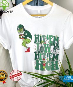 Football Santa Grinch Hit Em Low Hit Em High Shirt