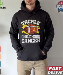 Football Tackle Childhood Cancer Retro Awareness Ribbon T Shirt