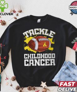 Football Tackle Childhood Cancer Retro Awareness Ribbon T Shirt