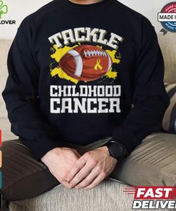 Football Tackle Childhood Cancer Retro Awareness Ribbon T Shirt