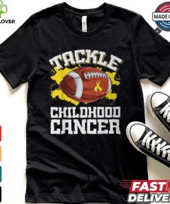 Football Tackle Childhood Cancer Retro Awareness Ribbon T Shirt