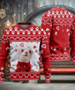 Footprint Cute Dog Ugly Christmas Sweater Knitted Gift For Men And Women