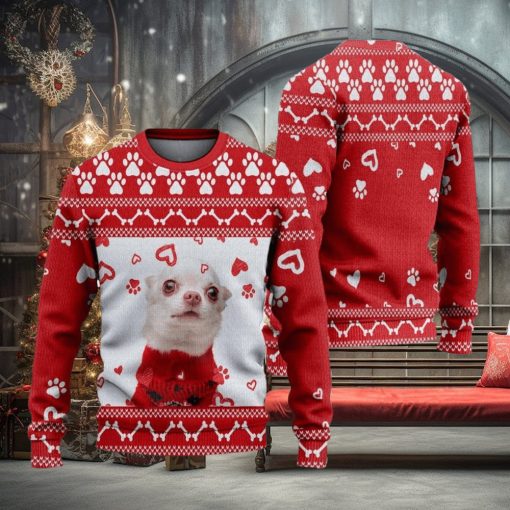 Footprint Cute Dog Ugly Christmas Sweater Knitted Gift For Men And Women