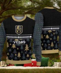 For Fans Vegas Golden Knights Christmas Tree Pattern Ugly Christmas Sweater Christmas Gift