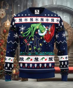 For MLB Fans New York Yankees Grinch Hand Funny Christmas Gift Men And Women Ugly Christmas Sweater