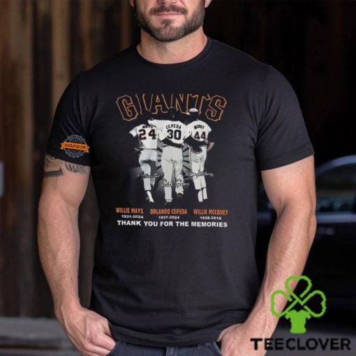 Forever Giants Willie Mays Orlando Cepeda And Willie Mccovey Thank You For The Memories T Shirt