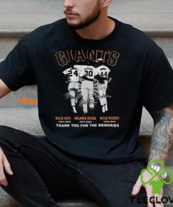 Forever Giants Willie Mays Orlando Cepeda And Willie Mccovey Thank You For The Memories T Shirt