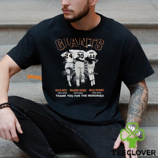 Forever Giants Willie Mays Orlando Cepeda And Willie Mccovey Thank You For The Memories T Shirt