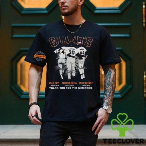 Forever Giants Willie Mays Orlando Cepeda And Willie Mccovey Thank You For The Memories T Shirt