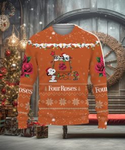 Four Roses Whiskey American Whiskey Beers Merry Christmas Snoopy House Cute Gift 3D Ugly Christmas Sweater Christmas Gift Ideas