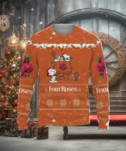 Four Roses Whiskey American Whiskey Beers Merry Christmas Snoopy House Cute Gift 3D Ugly Christmas Sweater