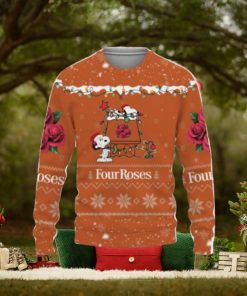 Four Roses Whiskey American Whiskey Beers Merry Christmas Snoopy House Cute Gift 3D Ugly Christmas Sweater