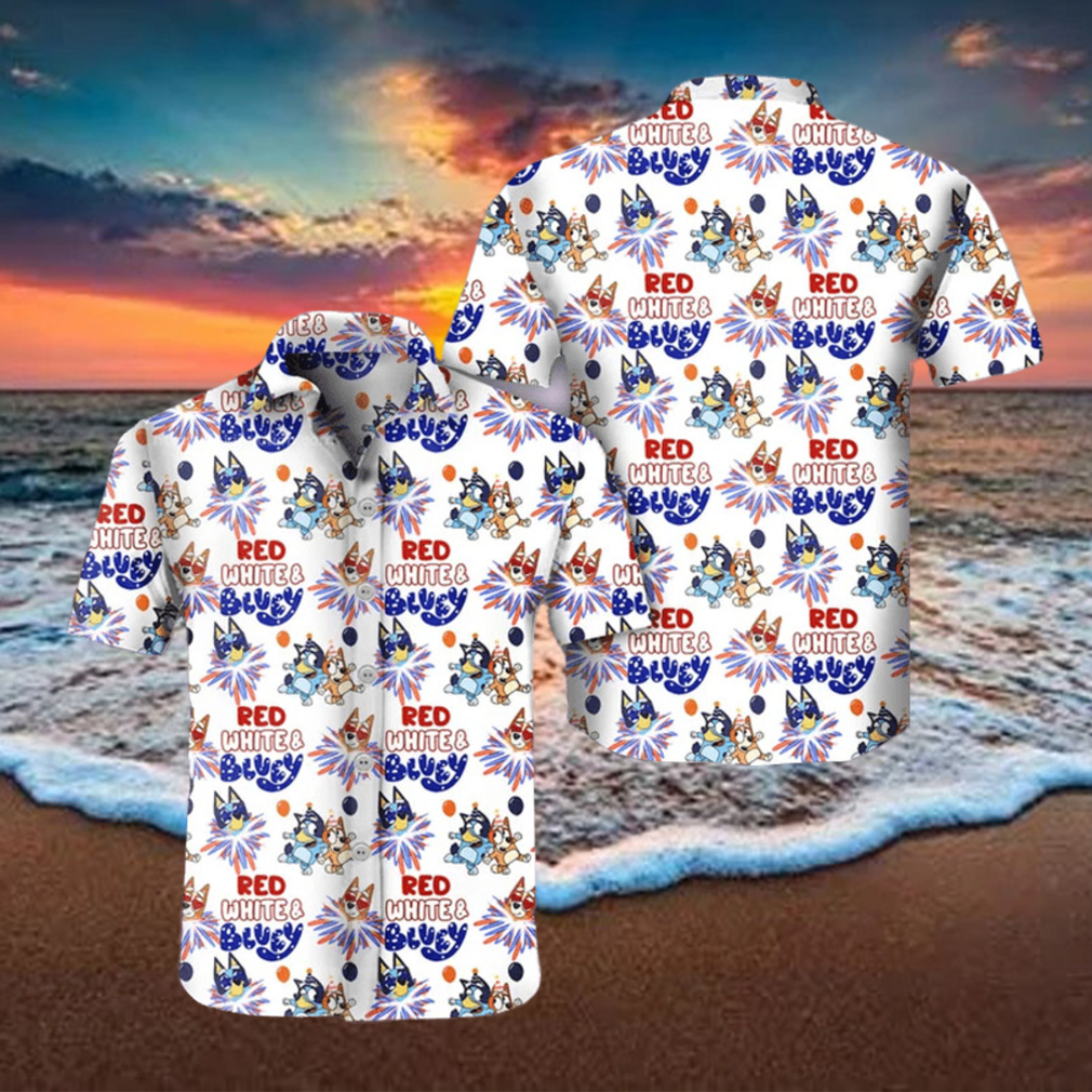 Fourth Of July 2023 Red White And Bluey Fireworks Hawaiian Shirt QjWnVWVP3