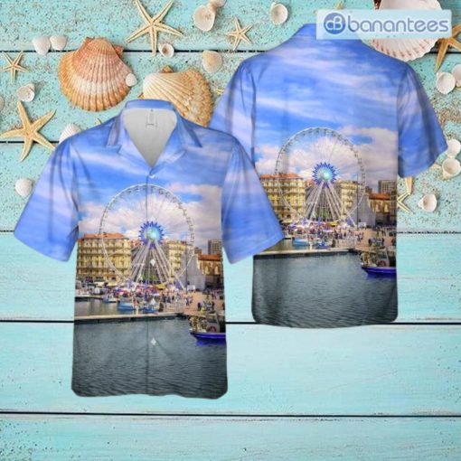 France Grande Roue De Marseille Ferris Wheel Tropical Beach Hawaiian Shirt