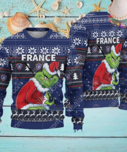 France Ice Hockey Team Grinch Hockey Stick Ugly Christmas Sweater